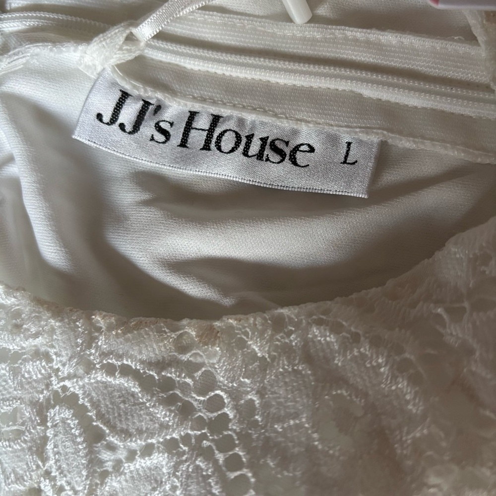 JJ's House Scoop Bodycon Lace Mini Dress White NWT Coquette Romantic Party Sz L - Picture 7 of 9